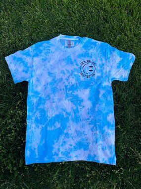 Adult Medium It's Ok to Not be Ok Blue Random Tie-Dye T-Shirt